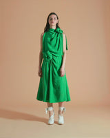 Atlas Silk Dress Green